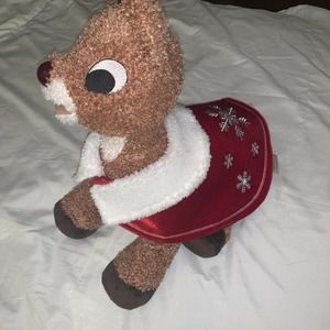 HUGGABLE Build A Bear Rudolph the Red Nose Reindeer Plush Nose Lights Talks